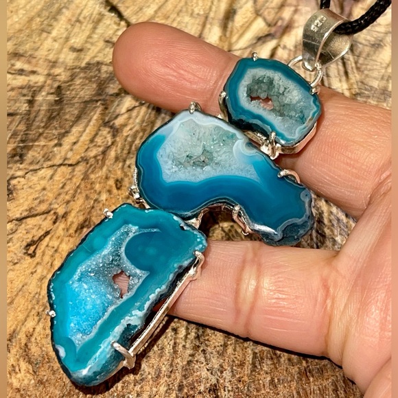 Large Drusy Solar Quartz Pendant 3 1/4" - Picture 3 of 15